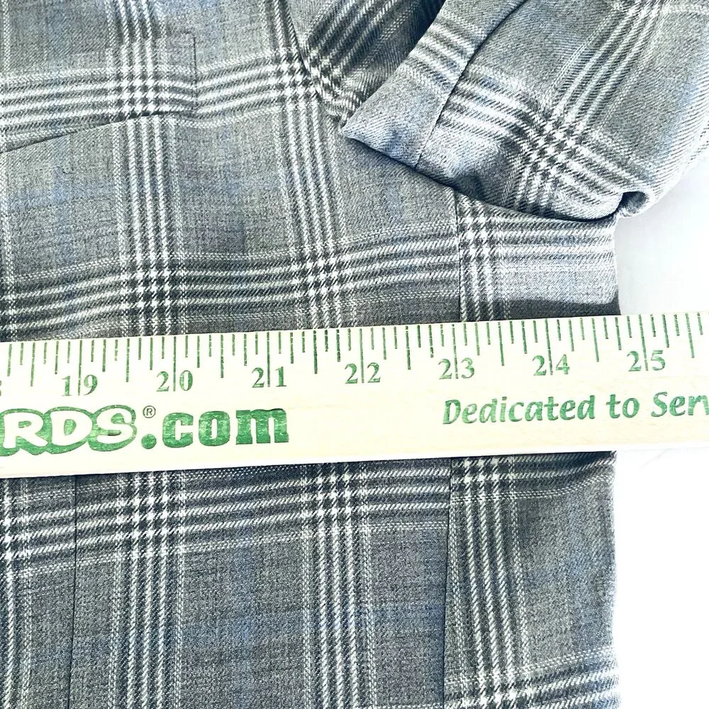 Brooks Brothers Wool Blazer Mens 48R Gray Blue Plaid Fitzgerald Fit Suit Jacket